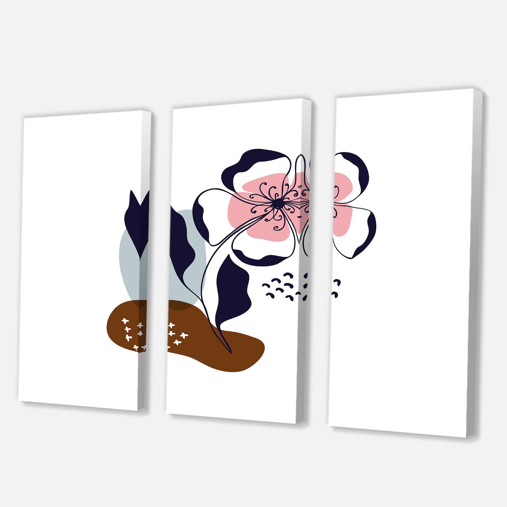 Designart - Abstract Flowers On Minimal Shapes IV